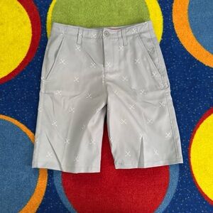 Under Armour Light Gray Kids Golf Shorts with Subtle Embroidered Motif